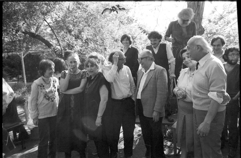 Piquina Errázuriz, Luz Donoso, Gracia Barrios, José Balmes, Mario Carreño, Gustavo Poblete y Sra. Atrás, Mujer, Gonzalo Díaz, Félix Maruenda, García, ¿_ Casa de Balmes Barrios, 1972